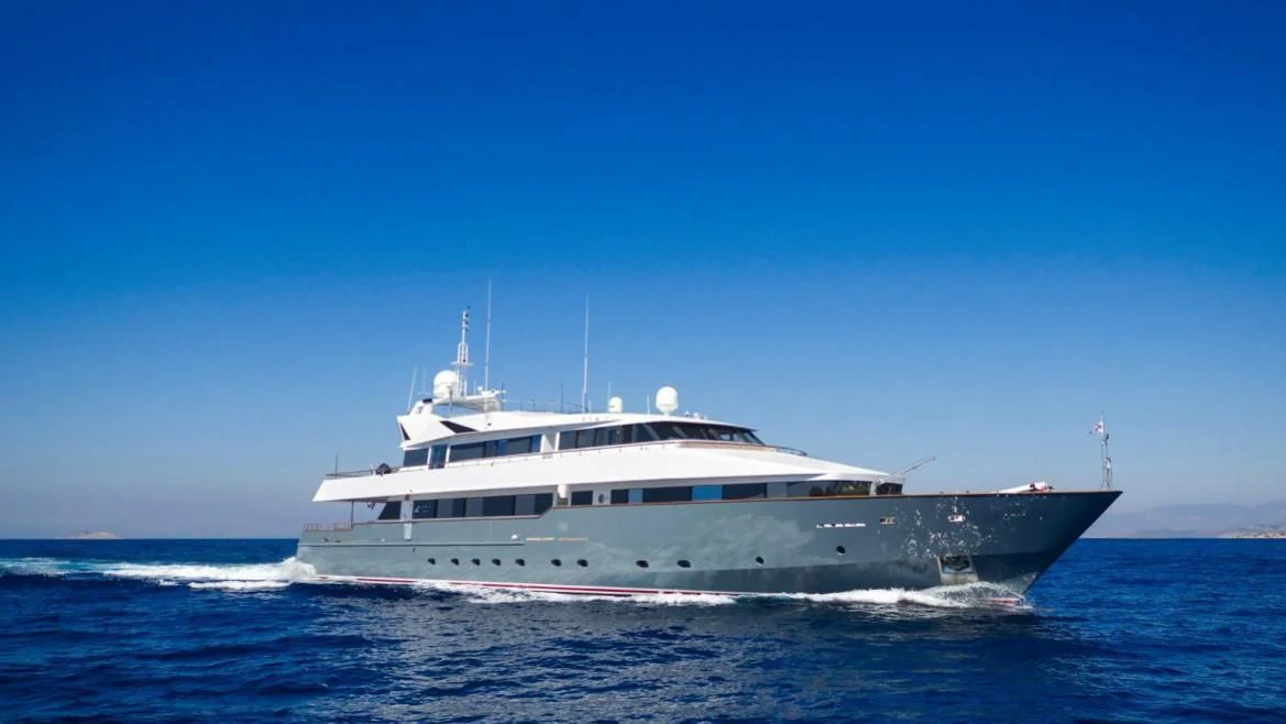 a large white ship aboard BELLA STELLA Yacht for Charter