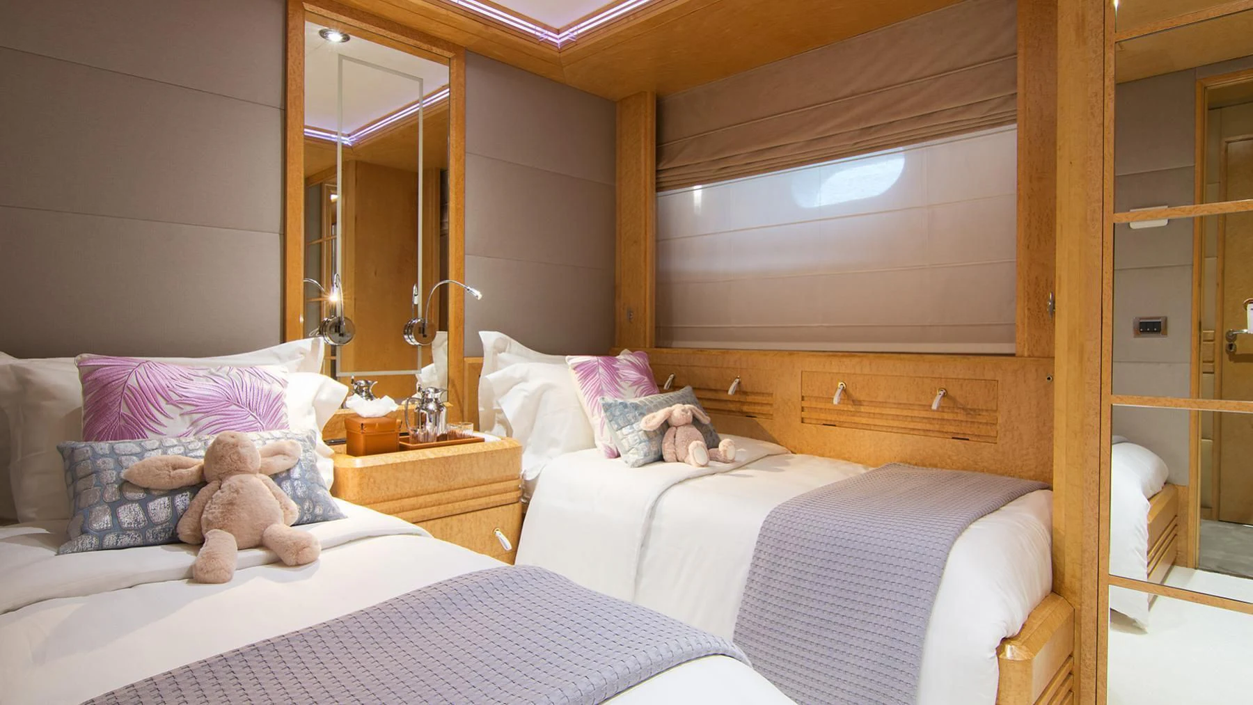 a person lying in a bed aboard BELLA STELLA Yacht for Charter