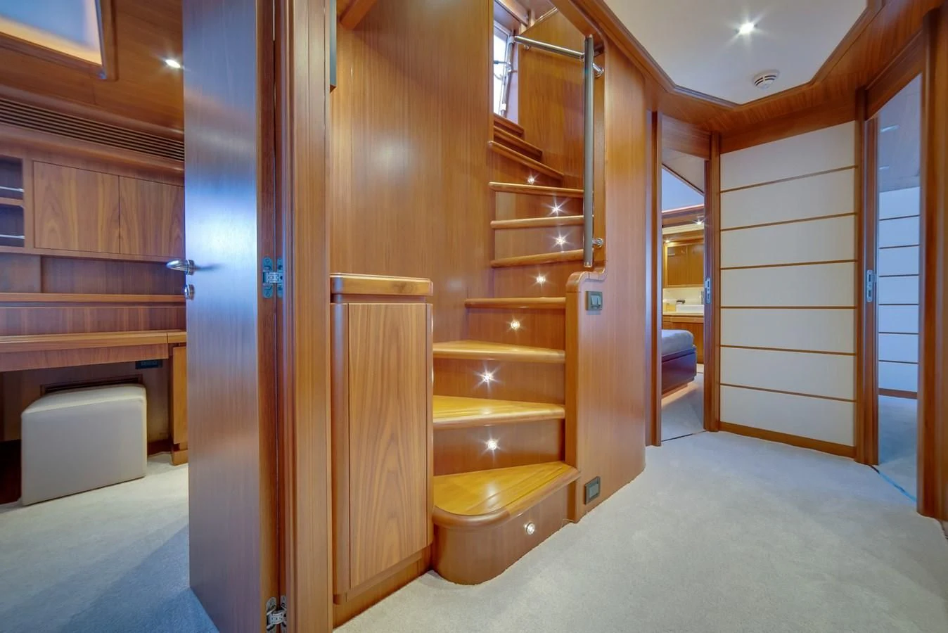 a room with wooden cabinets aboard ALEGRA Yacht for Sale