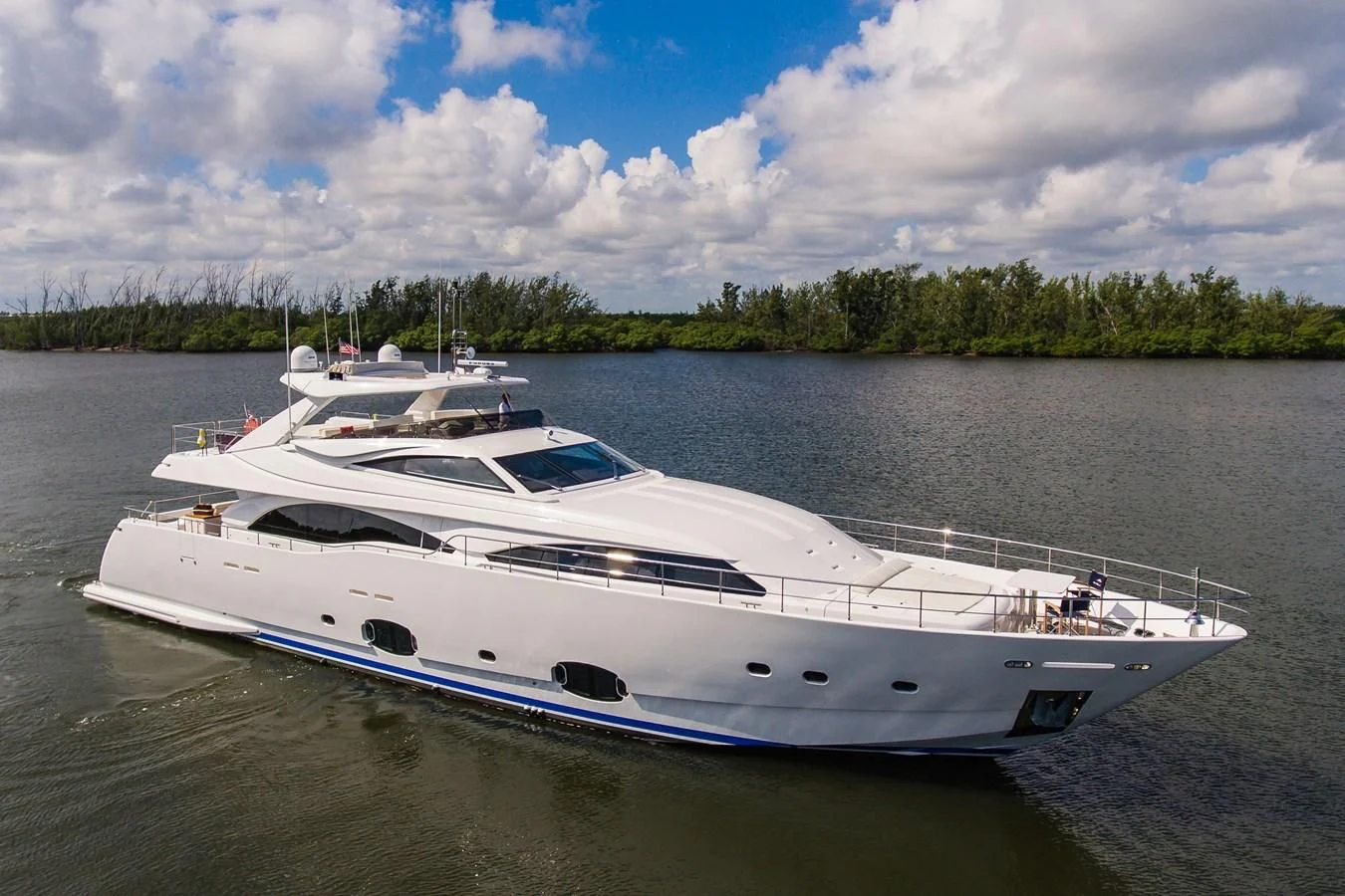 a white yacht on the water aboard ALEGRA Yacht for Sale