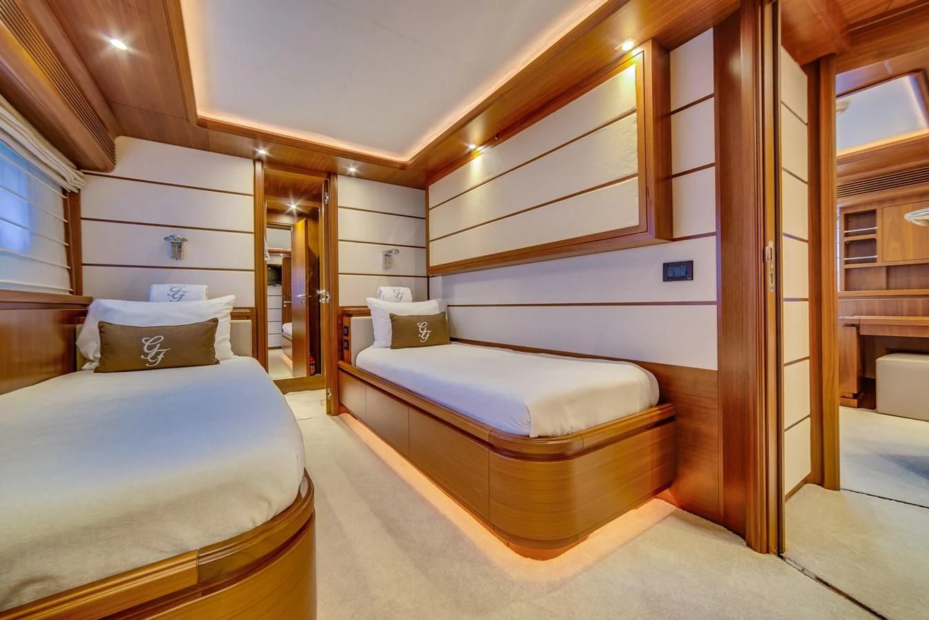 a room with bunk beds aboard ALEGRA Yacht for Sale