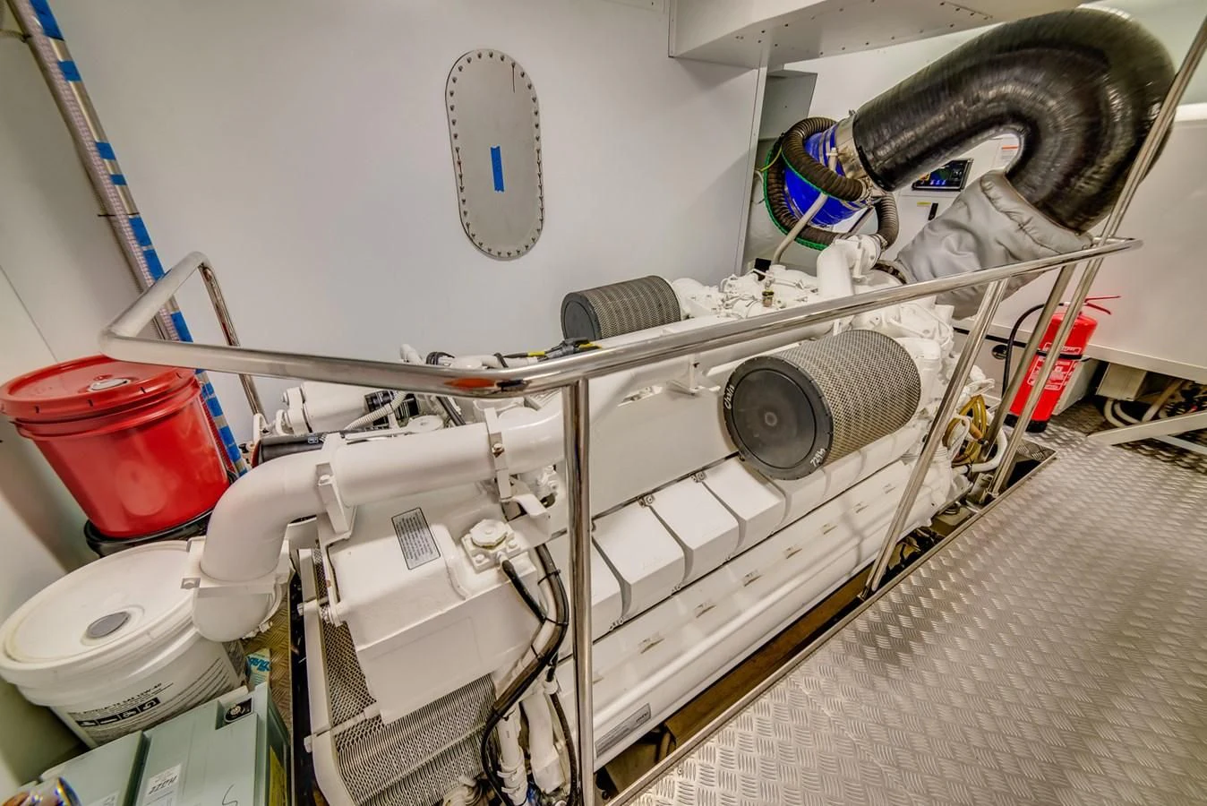 a white machine with pipes aboard ALEGRA Yacht for Sale