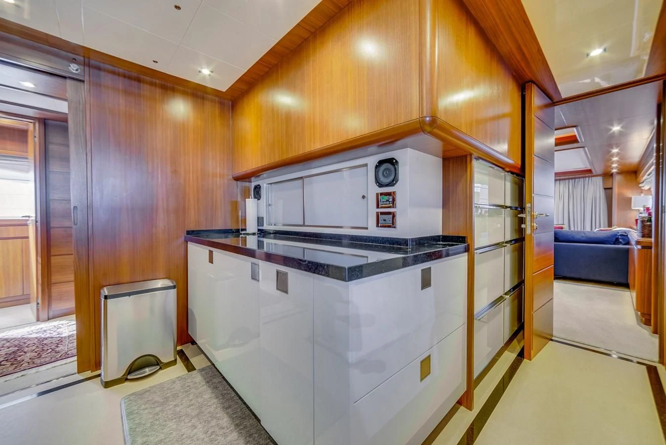 a kitchen with a microwave oven aboard ALEGRA Yacht for Sale