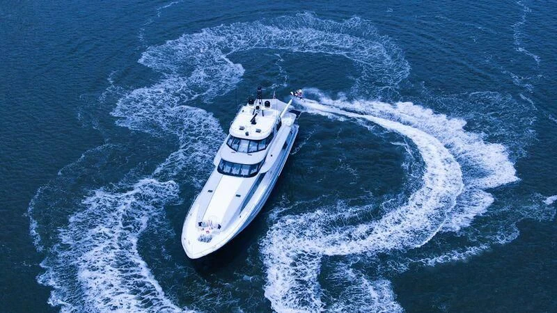 a ship in the ocean aboard PIPELINER Yacht for Sale