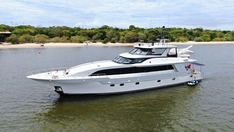 a white yacht in the water aboard PIPELINER Yacht for Sale