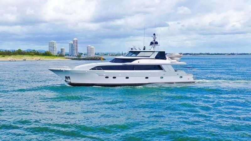 a white yacht in the water aboard PIPELINER Yacht for Sale