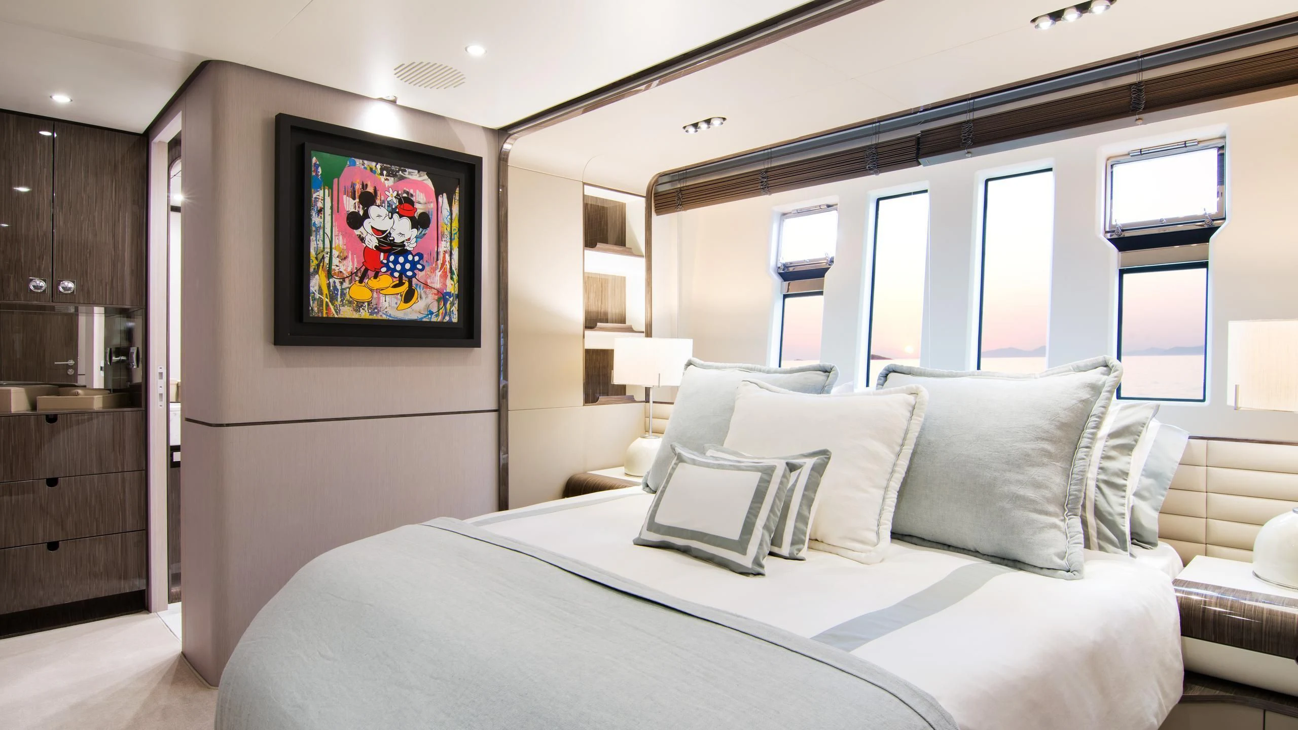 a bed in a room aboard MEMORIES TOO Yacht for Sale