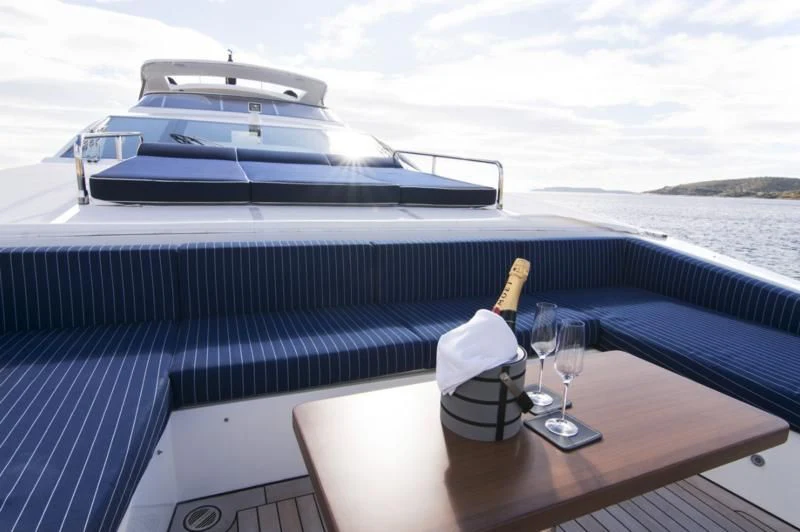 a boat on a deck aboard MEMORIES TOO Yacht for Sale