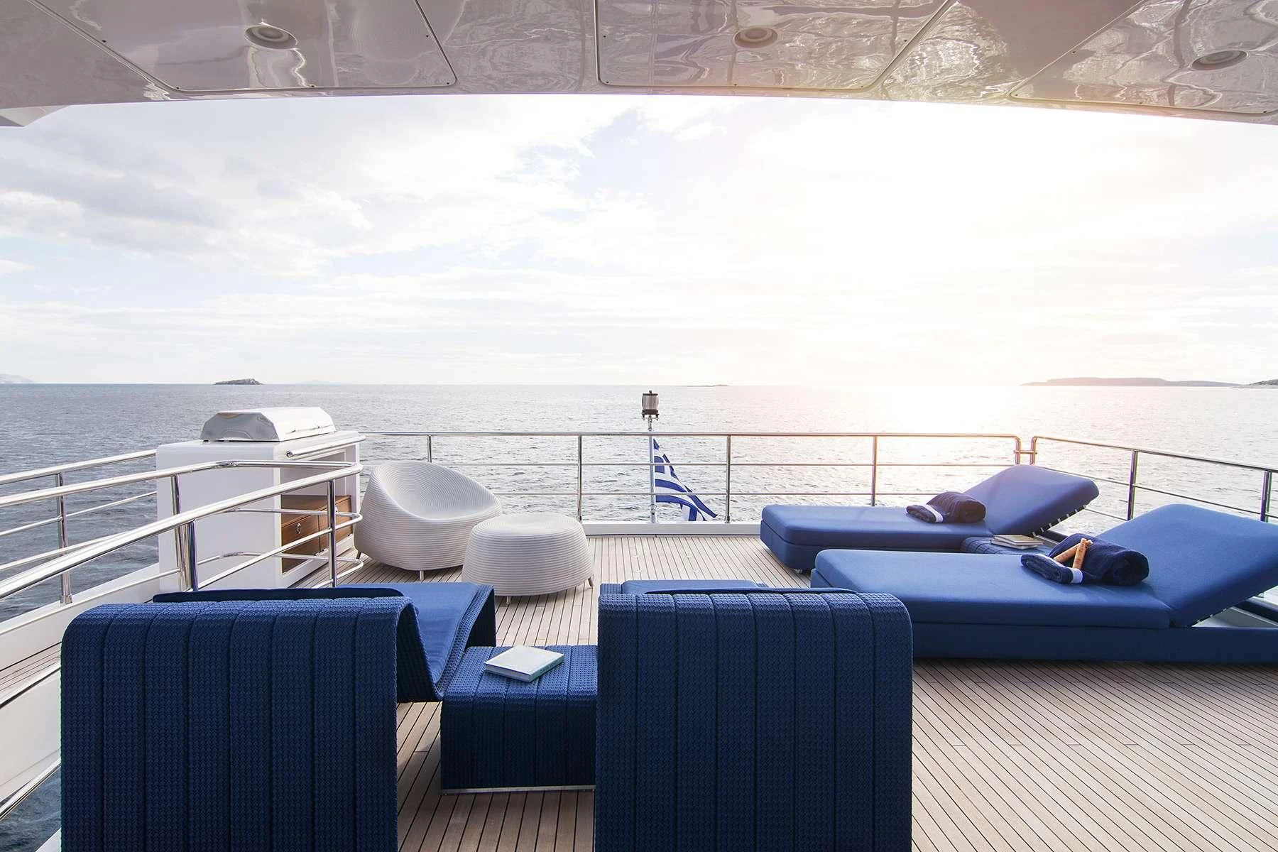 a large balcony overlooking the ocean aboard MEMORIES TOO Yacht for Sale