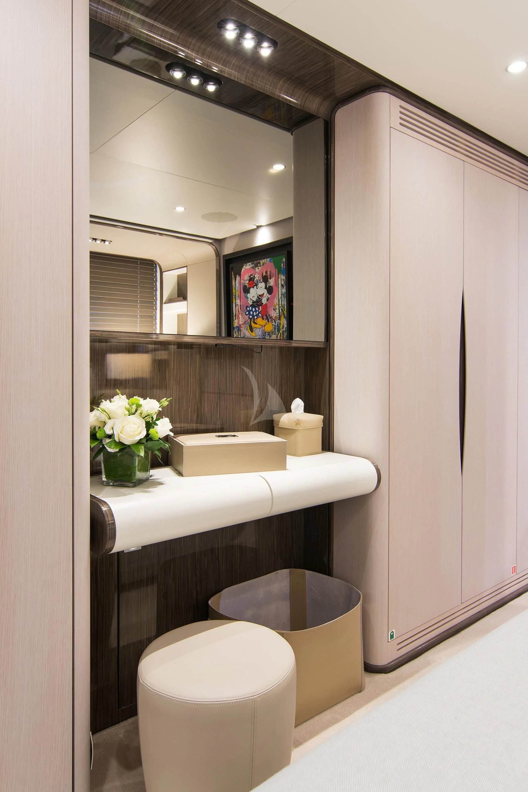 a bathroom with a sink and a mirror aboard MEMORIES TOO Yacht for Sale
