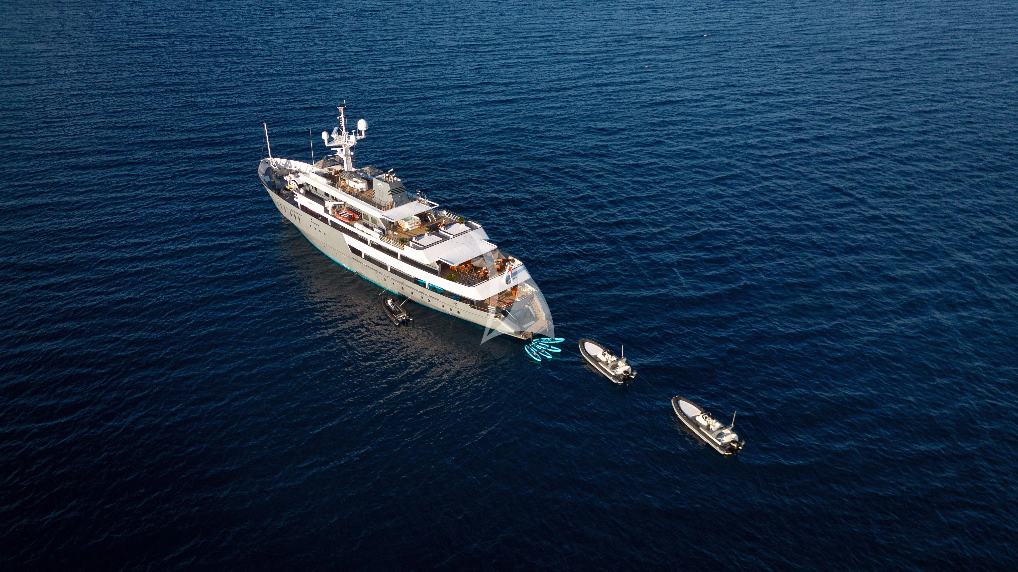 a ship in the water aboard AQUA BLU Yacht for Sale