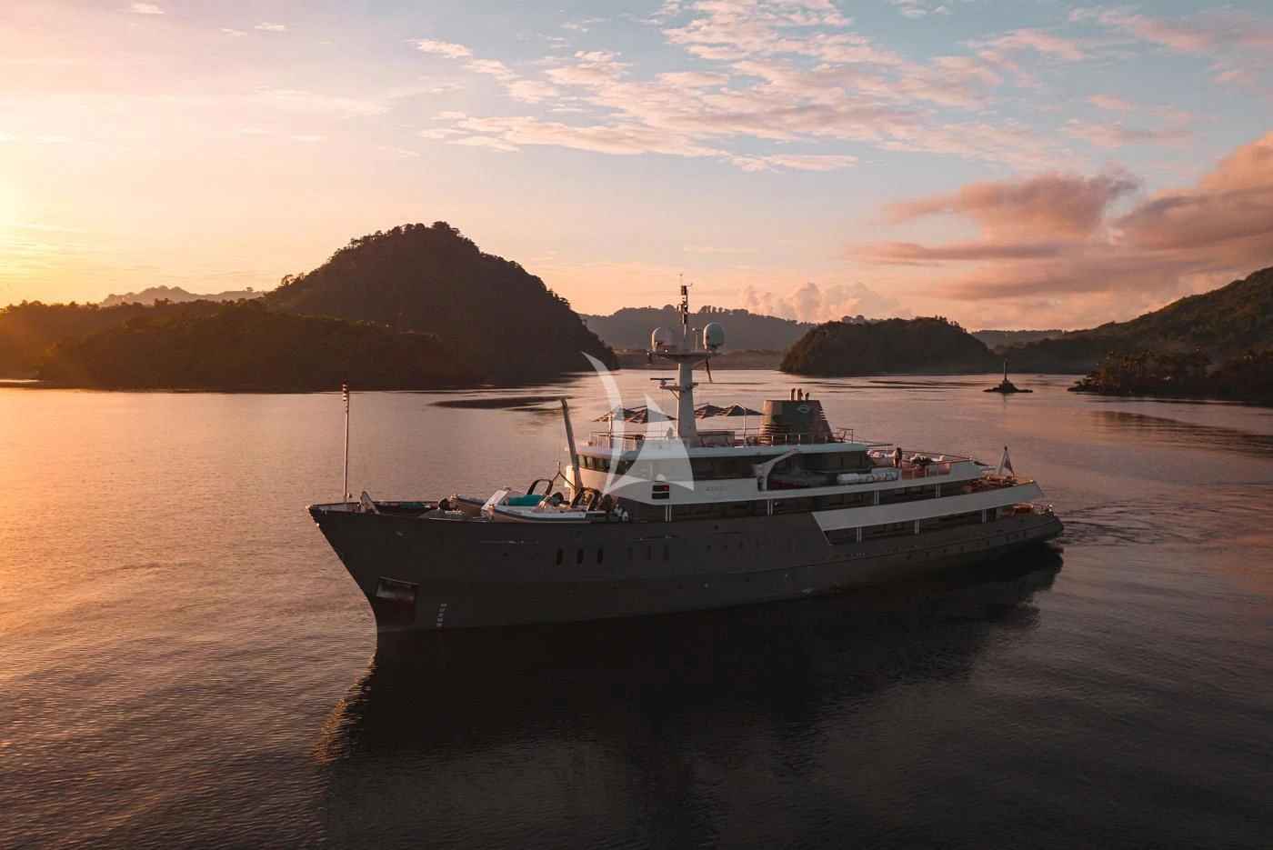 a boat in the water aboard AQUA BLU Yacht for Sale
