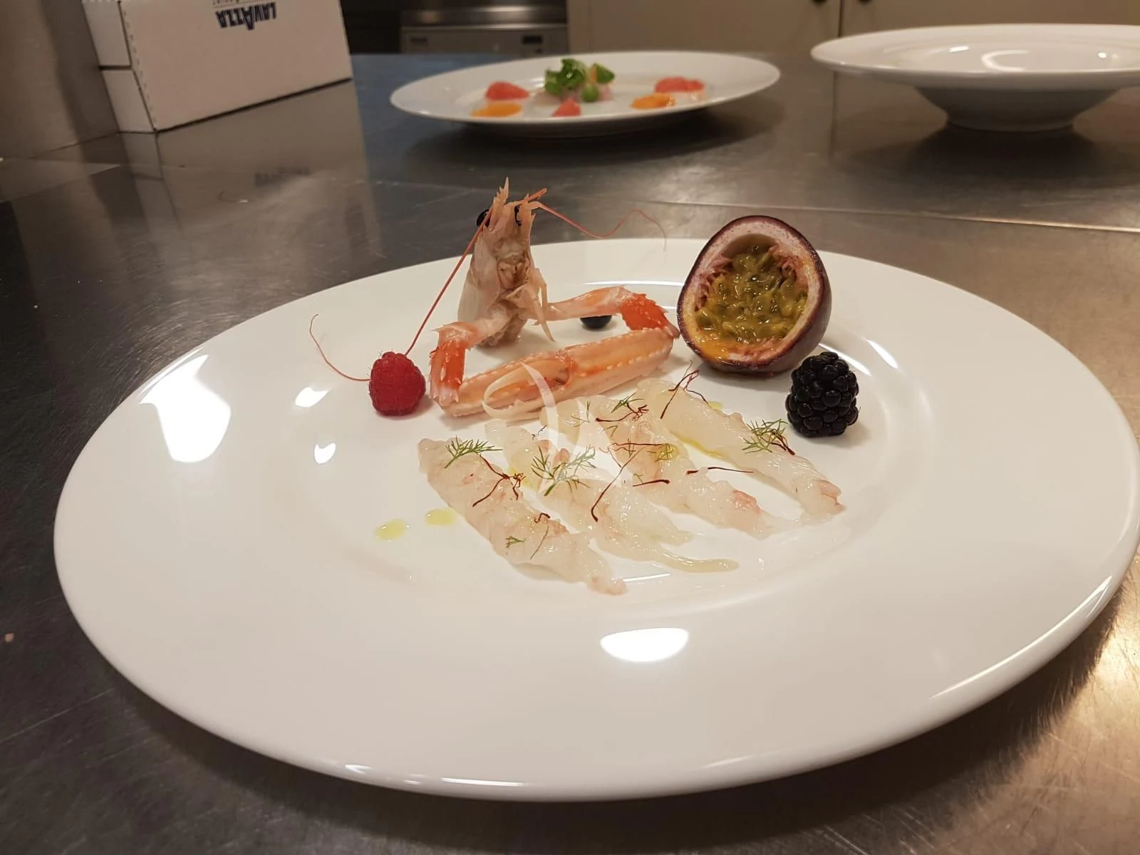 a plate of food aboard R23 Yacht for Charter