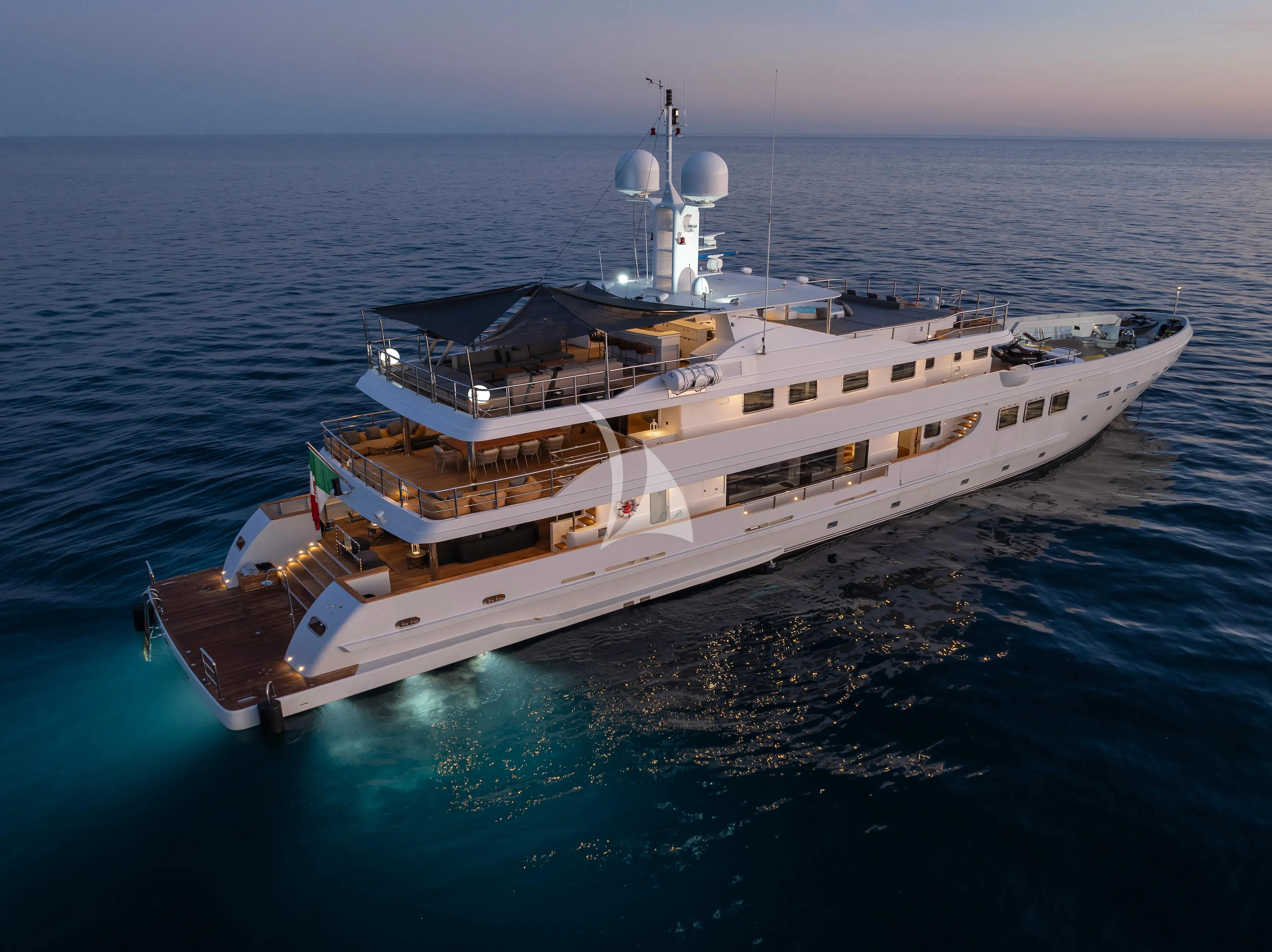 a large ship in the water aboard R23 Yacht for Charter