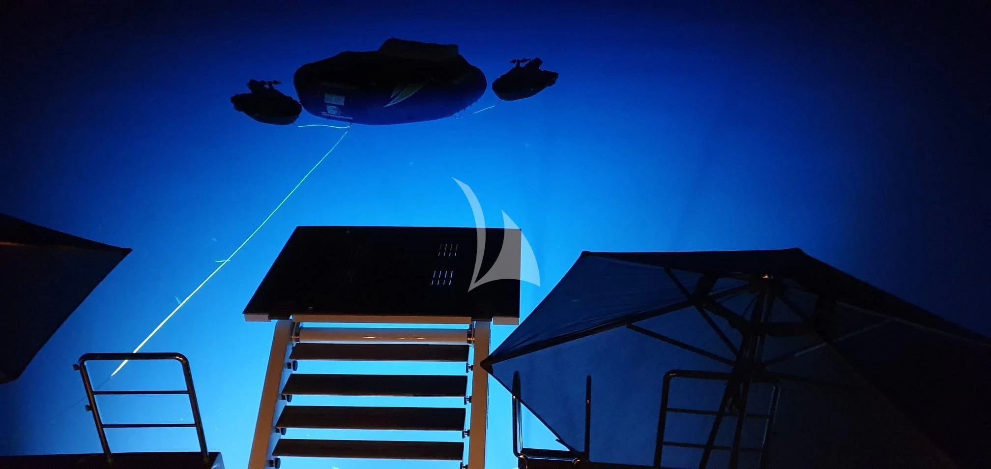 a group of satellite dishes aboard R23 Yacht for Charter