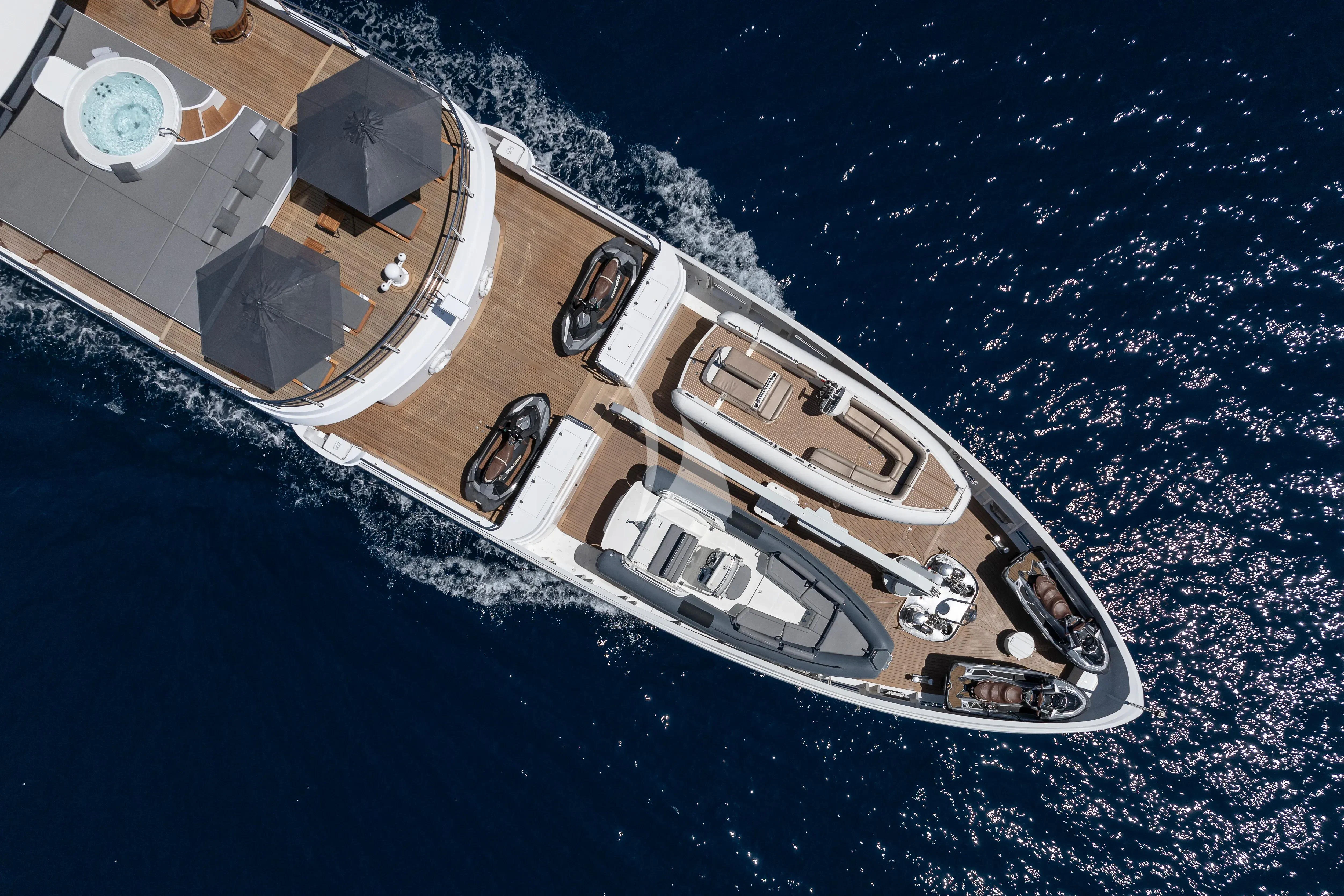 a high angle view of a ship aboard R23 Yacht for Charter