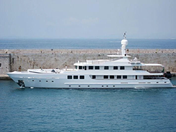 a large white ship aboard R23 Yacht for Charter