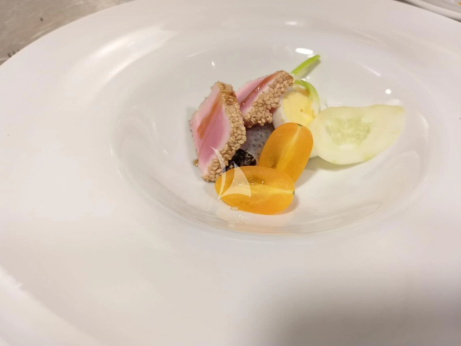 a plate of food aboard R23 Yacht for Charter