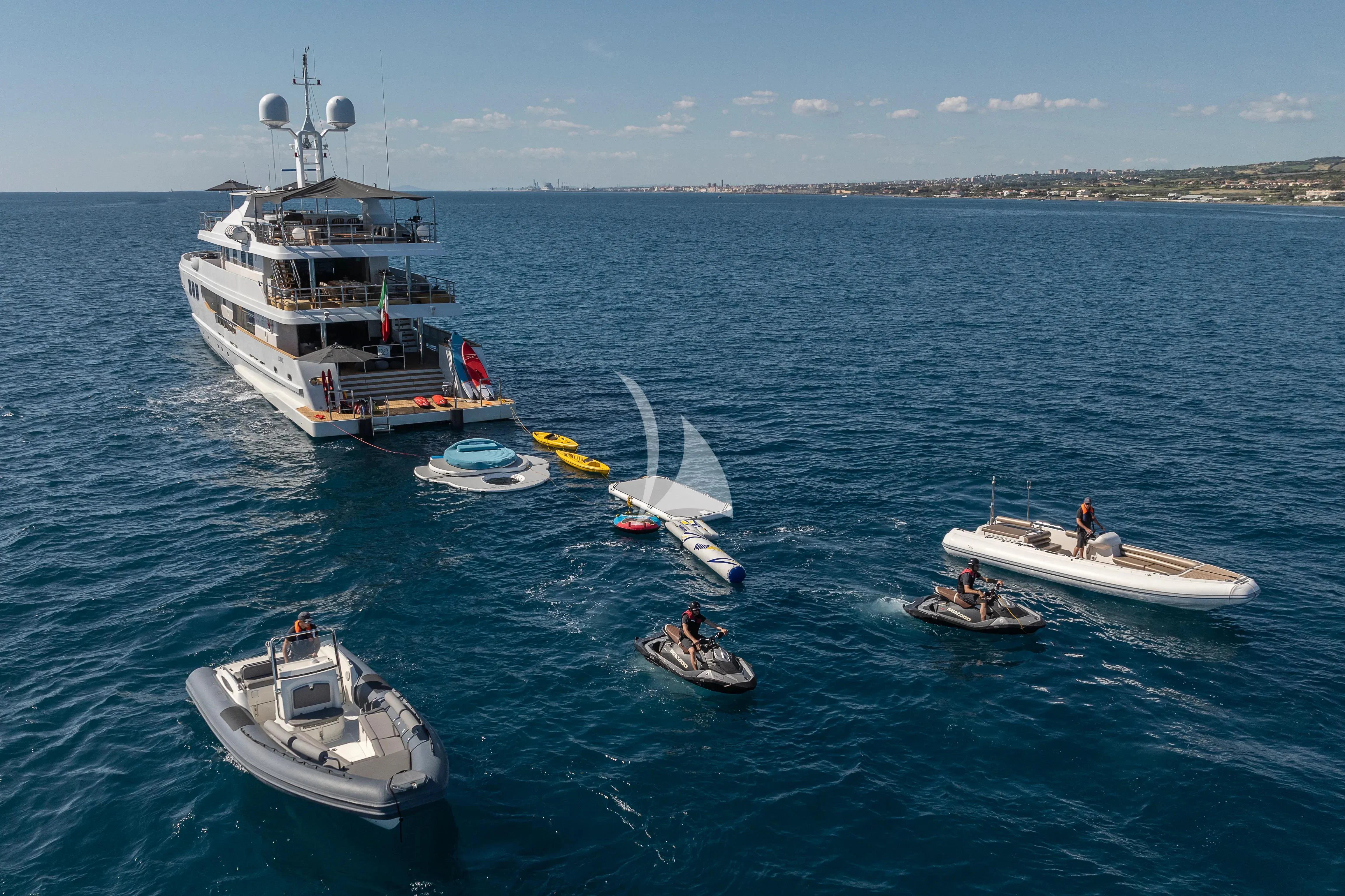 a group of boats in the water aboard R23 Yacht for Charter