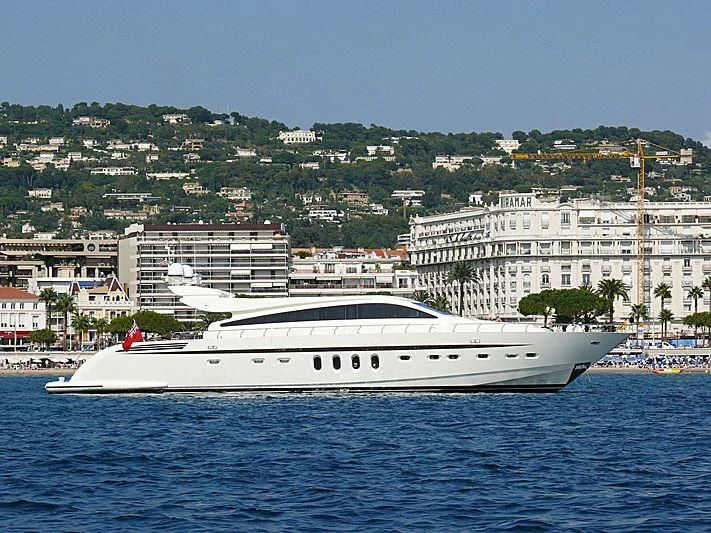 a white boat in the water aboard ALEON Yacht for Sale