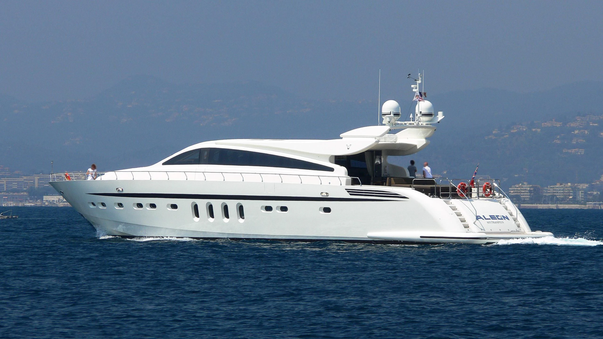 a white yacht on the water aboard ALEON Yacht for Sale