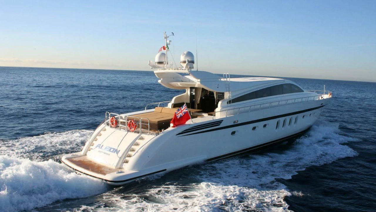a white yacht on the water aboard ALEON Yacht for Sale