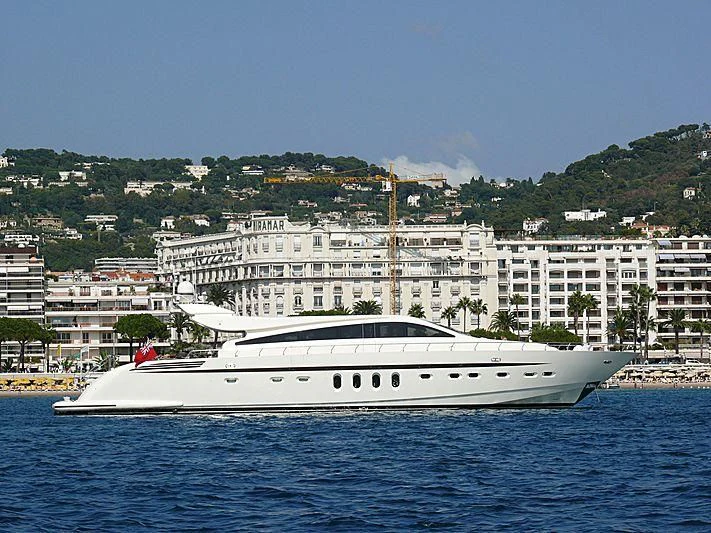 a white boat in the water aboard ALEON Yacht for Sale