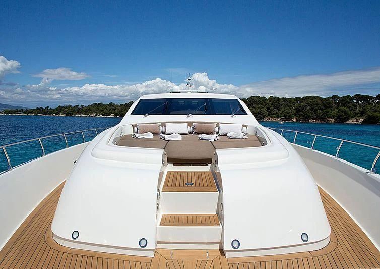 a white car on a boat aboard ALEON Yacht for Sale
