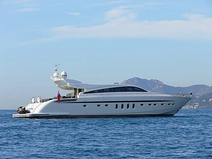 a large white yacht in the water aboard ALEON Yacht for Sale