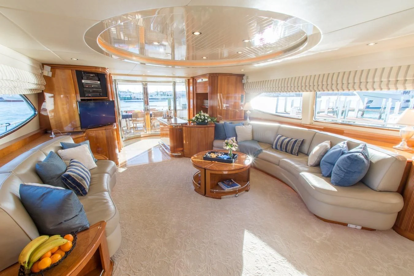 a living room with a large open window aboard NO NAME AZIMUT 100 JUMBO Yacht for Sale