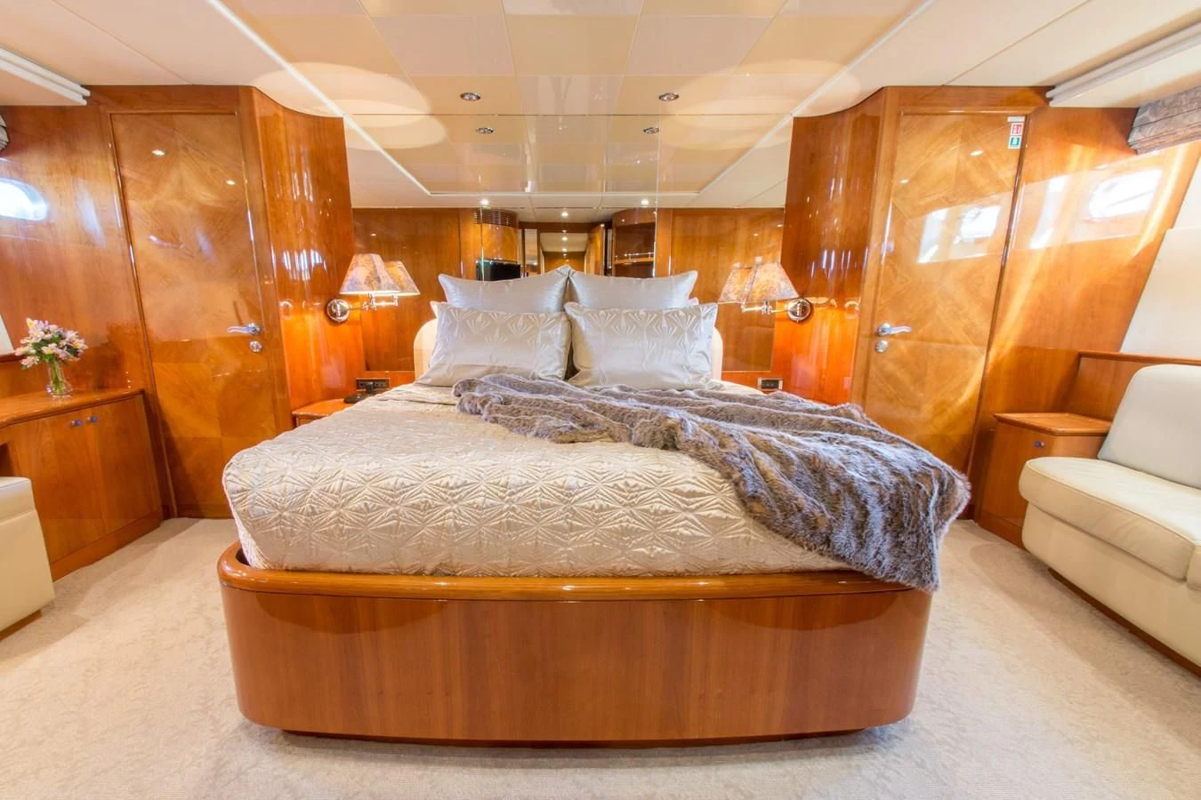 a bed in a room aboard NO NAME AZIMUT 100 JUMBO Yacht for Sale