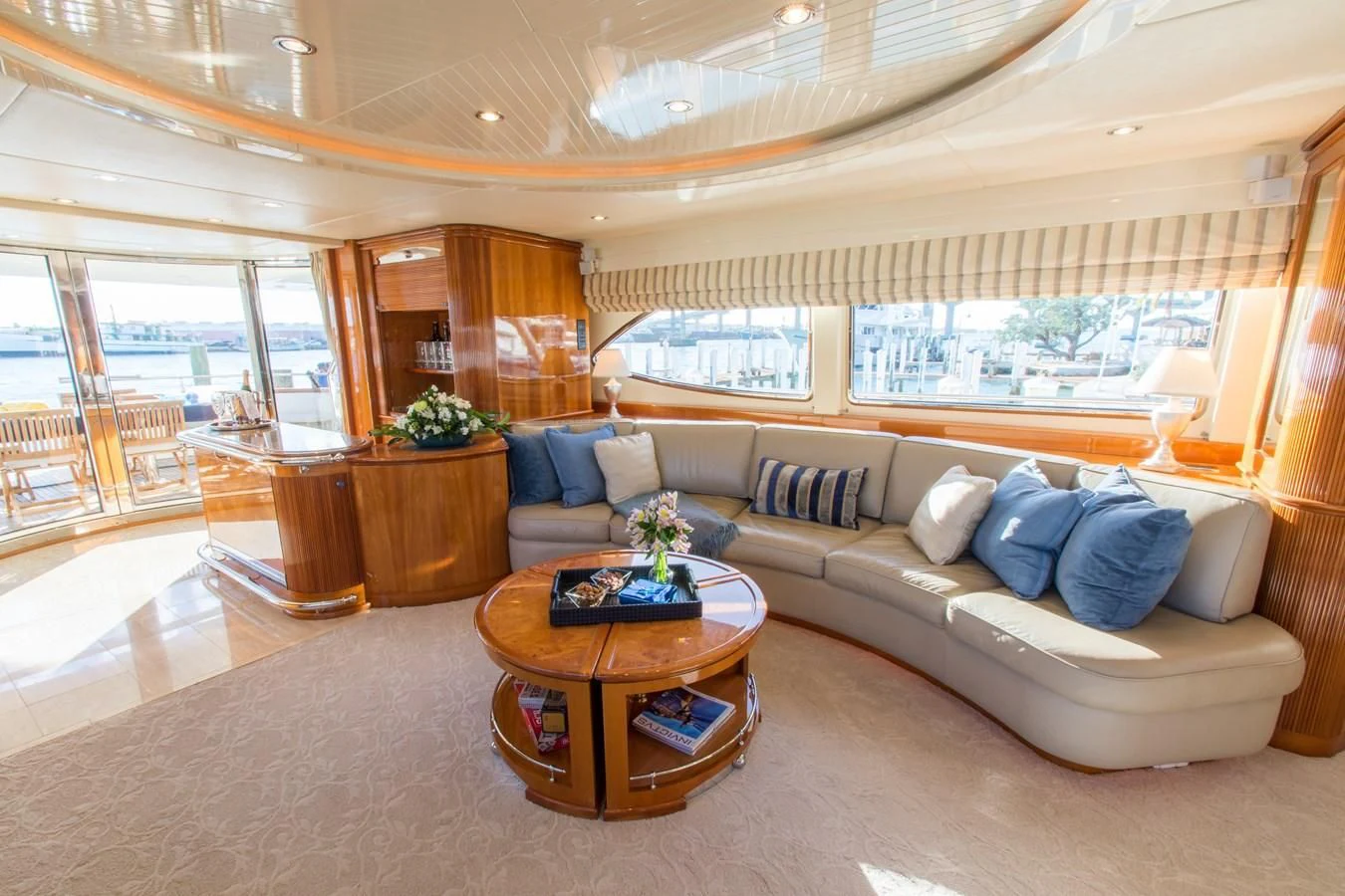 a living room with a large window aboard NO NAME AZIMUT 100 JUMBO Yacht for Sale