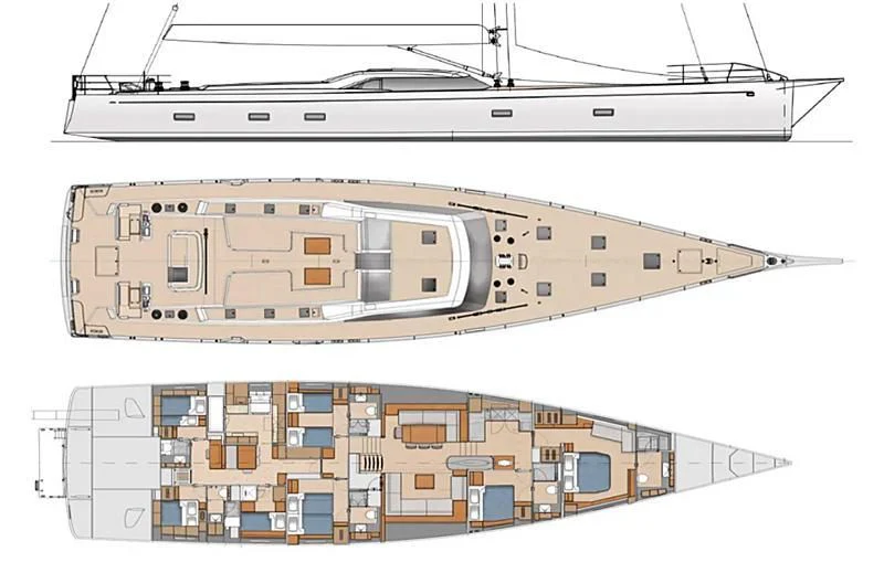 a diagram of a building aboard POWER OF 2 Yacht for Sale