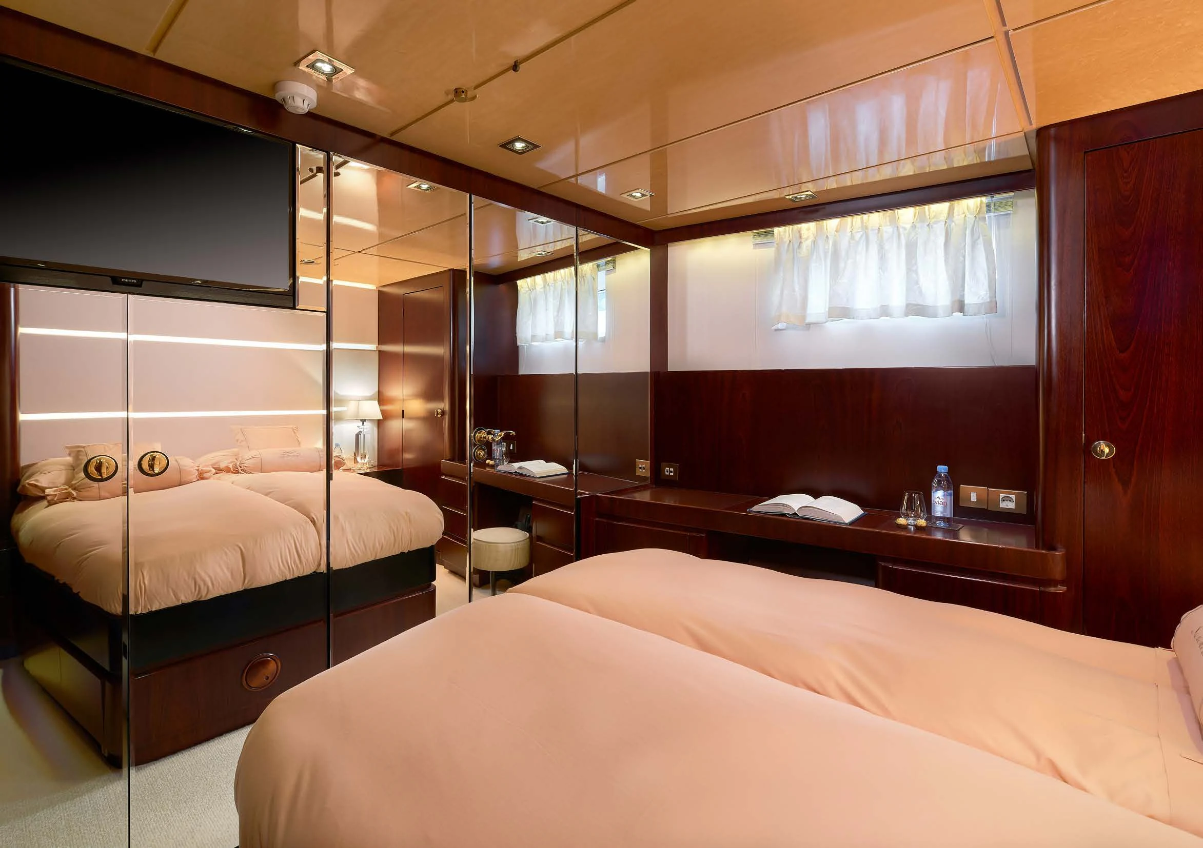 a room with two beds aboard LADY SUNSHINE Yacht for Sale