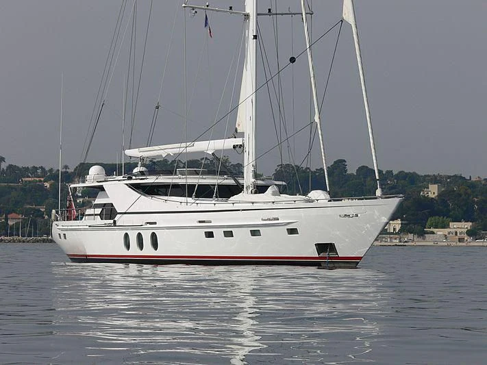 a white boat on the water aboard LADY SUNSHINE Yacht for Sale