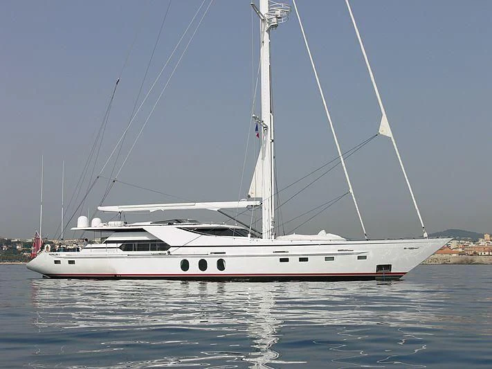 a white boat on the water aboard LADY SUNSHINE Yacht for Sale