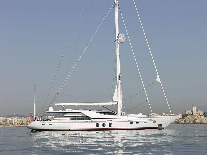 a white boat on the water aboard LADY SUNSHINE Yacht for Sale