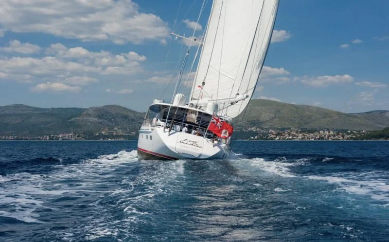 a boat sailing on the sea aboard LADY SUNSHINE Yacht for Sale