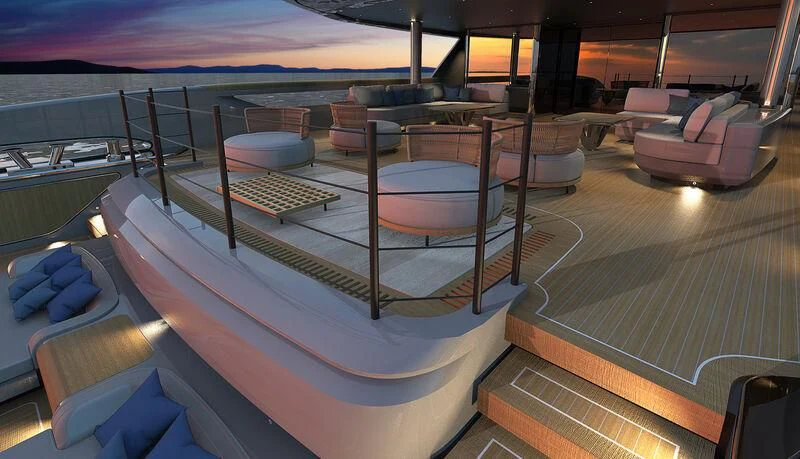 a boat on a deck aboard INFINITY Yacht for Sale