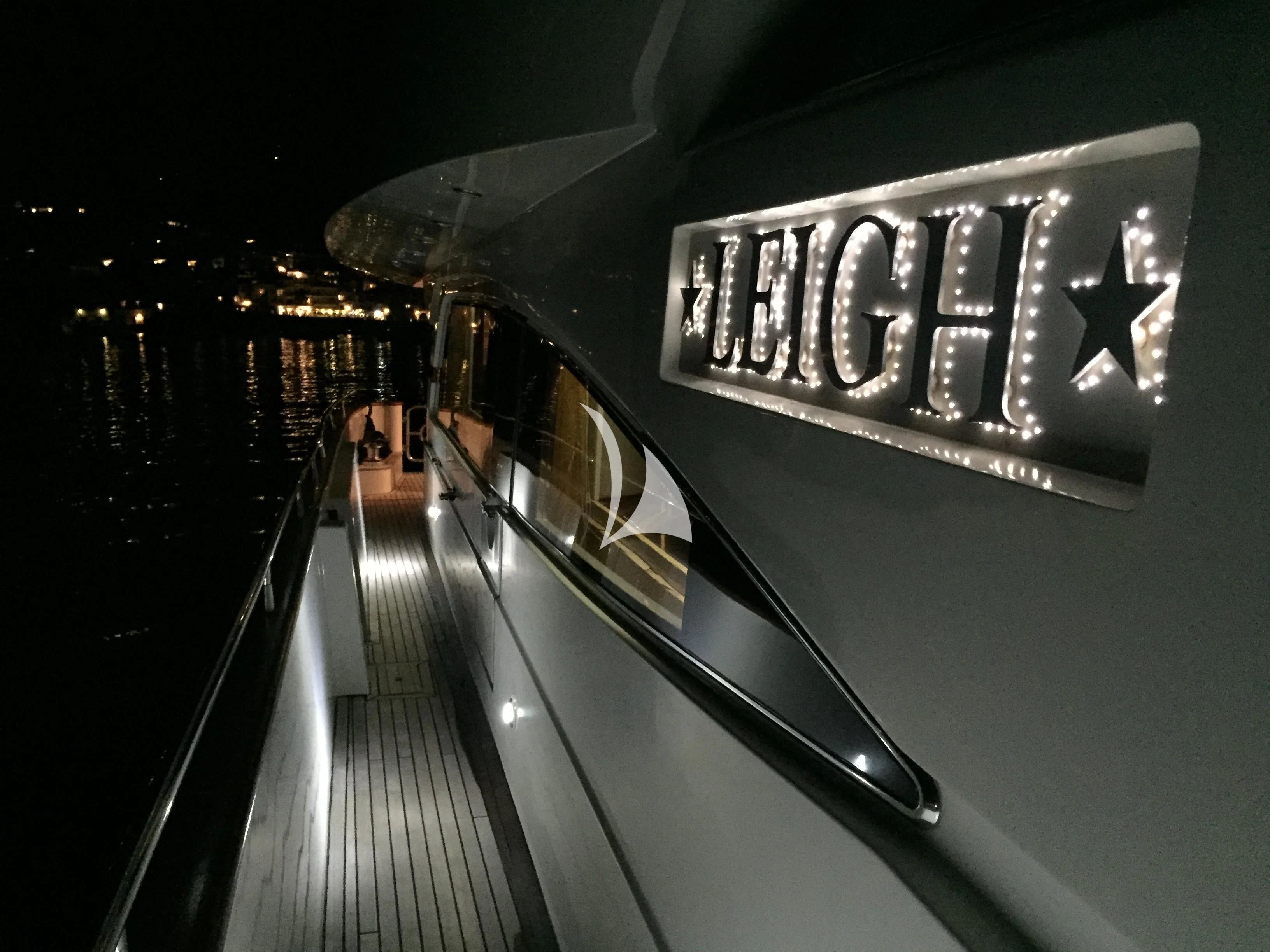 a wooden bridge with a sign aboard LEIGH Yacht for Sale
