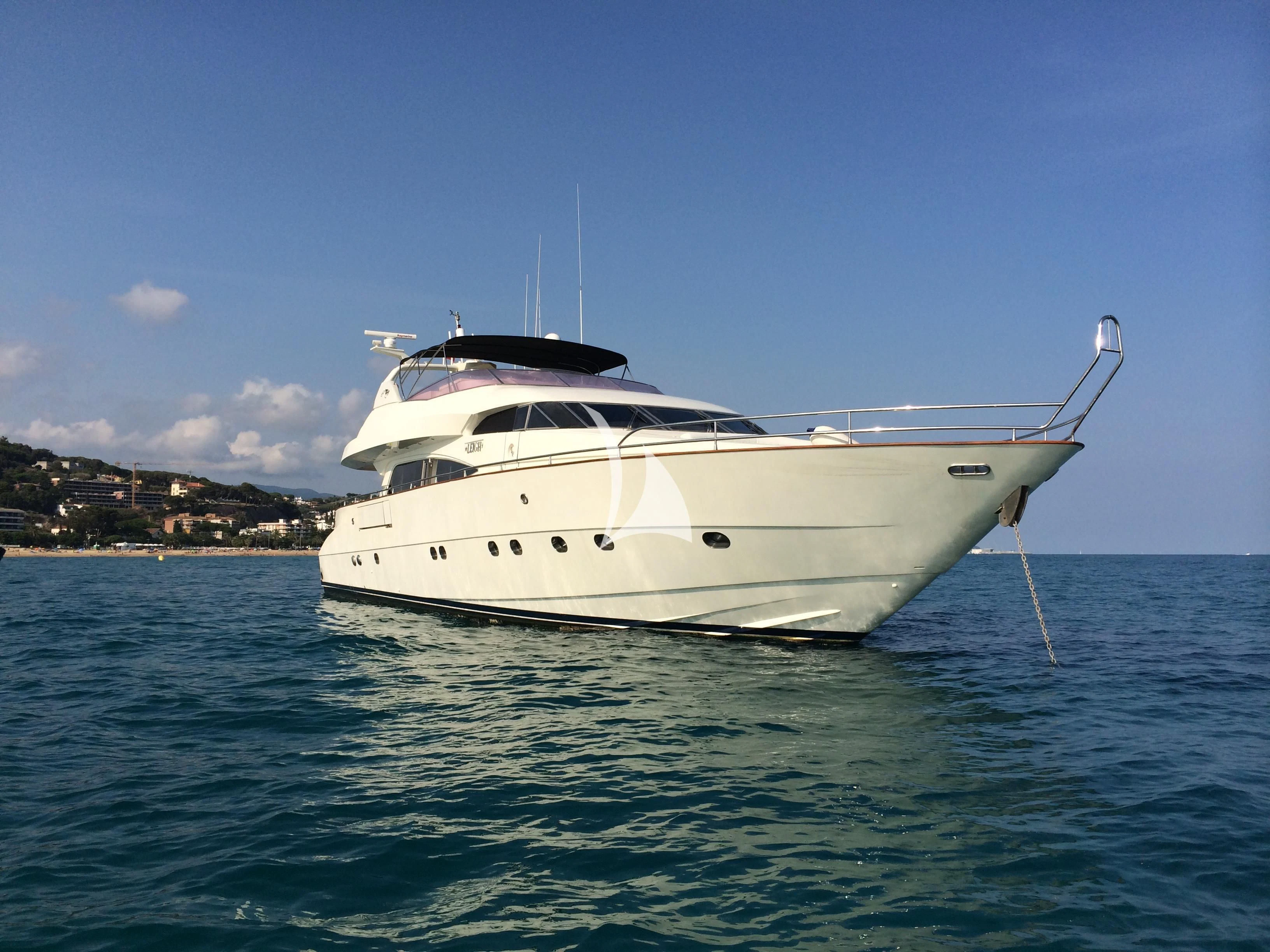a white yacht in the water aboard LEIGH Yacht for Sale