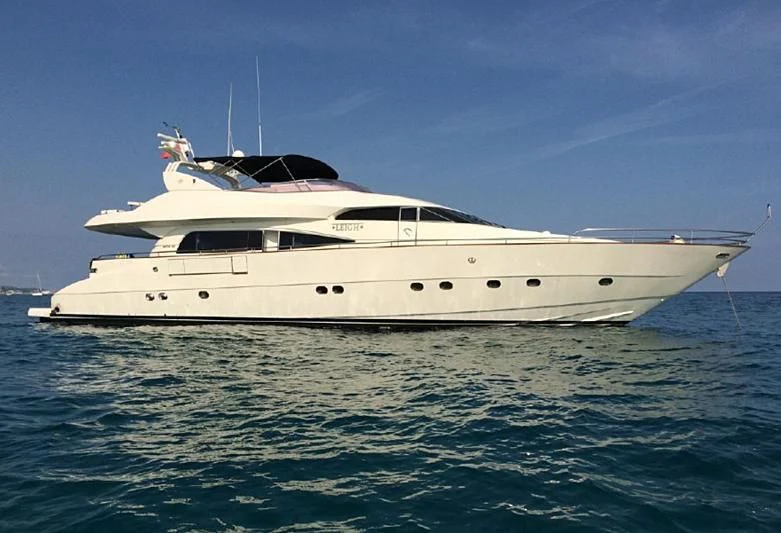 a white yacht in the water aboard LEIGH Yacht for Sale