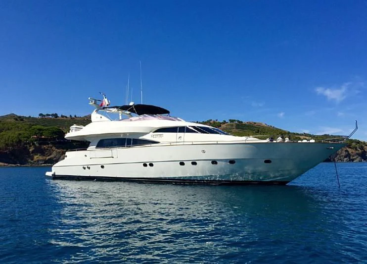 a white yacht in the water aboard LEIGH Yacht for Sale