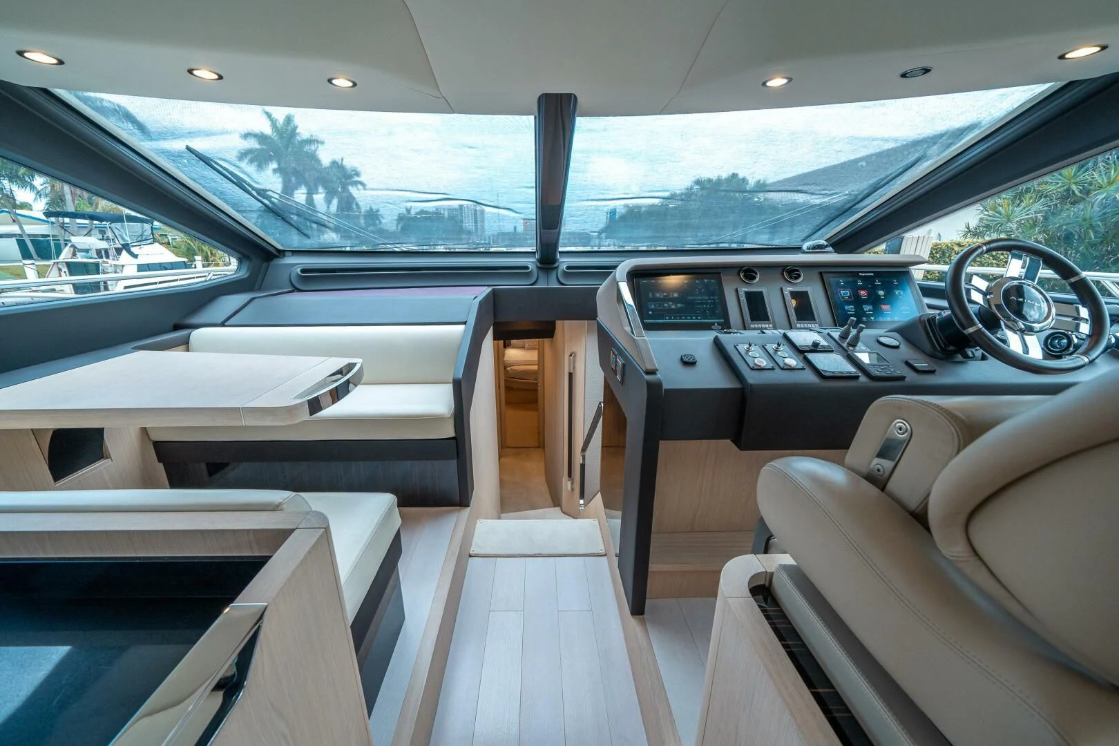 inside of a car aboard VELOCITY Yacht for Sale