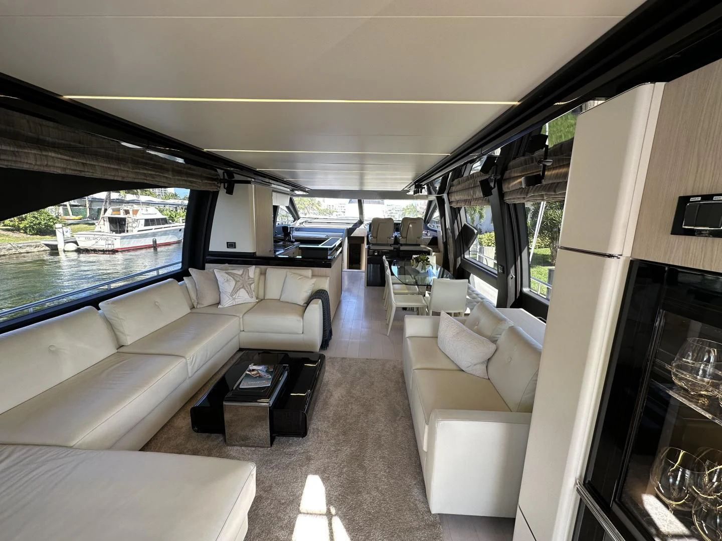inside of a car aboard VELOCITY Yacht for Sale