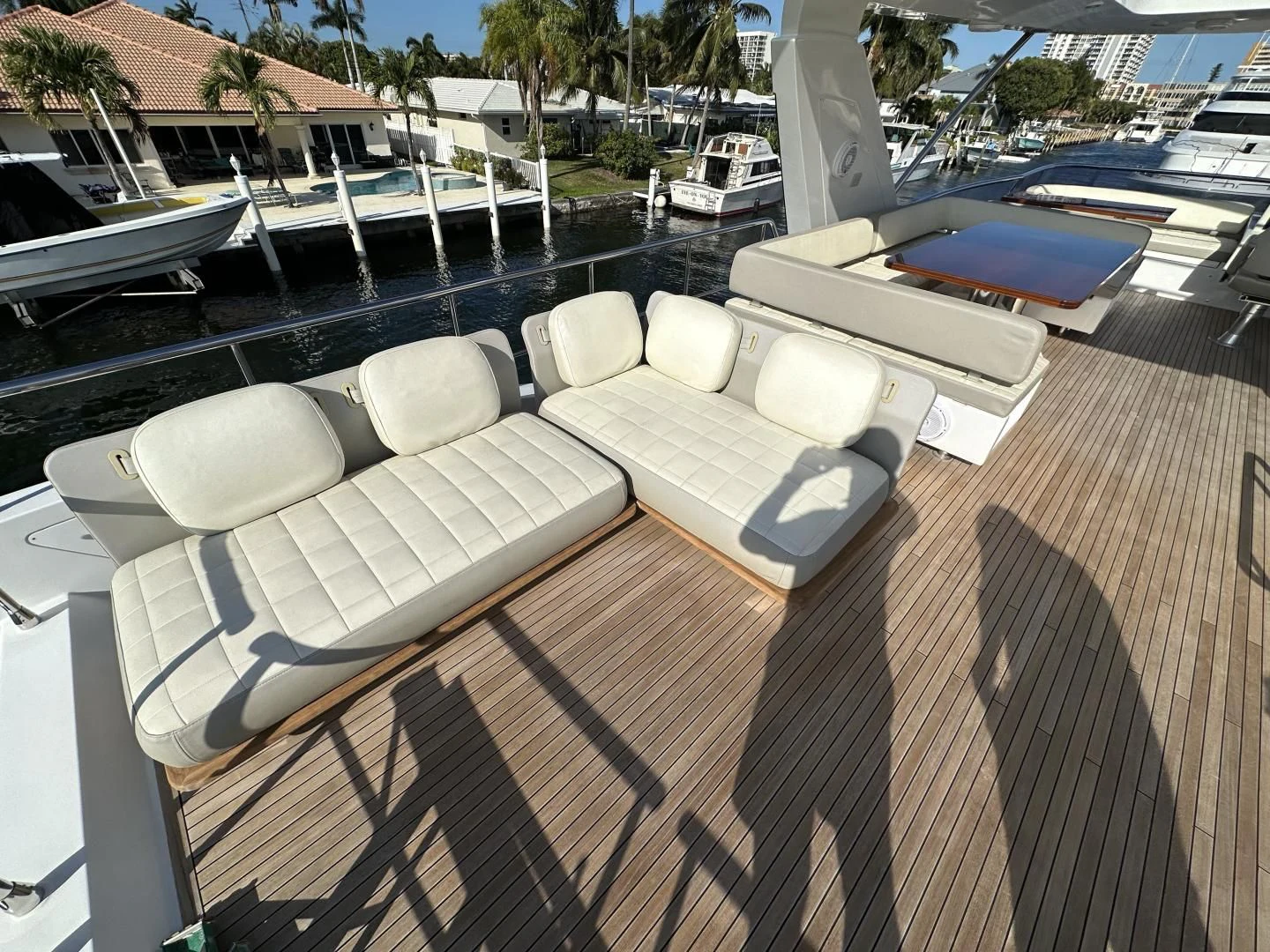 a deck with a deck and chairs aboard VELOCITY Yacht for Sale
