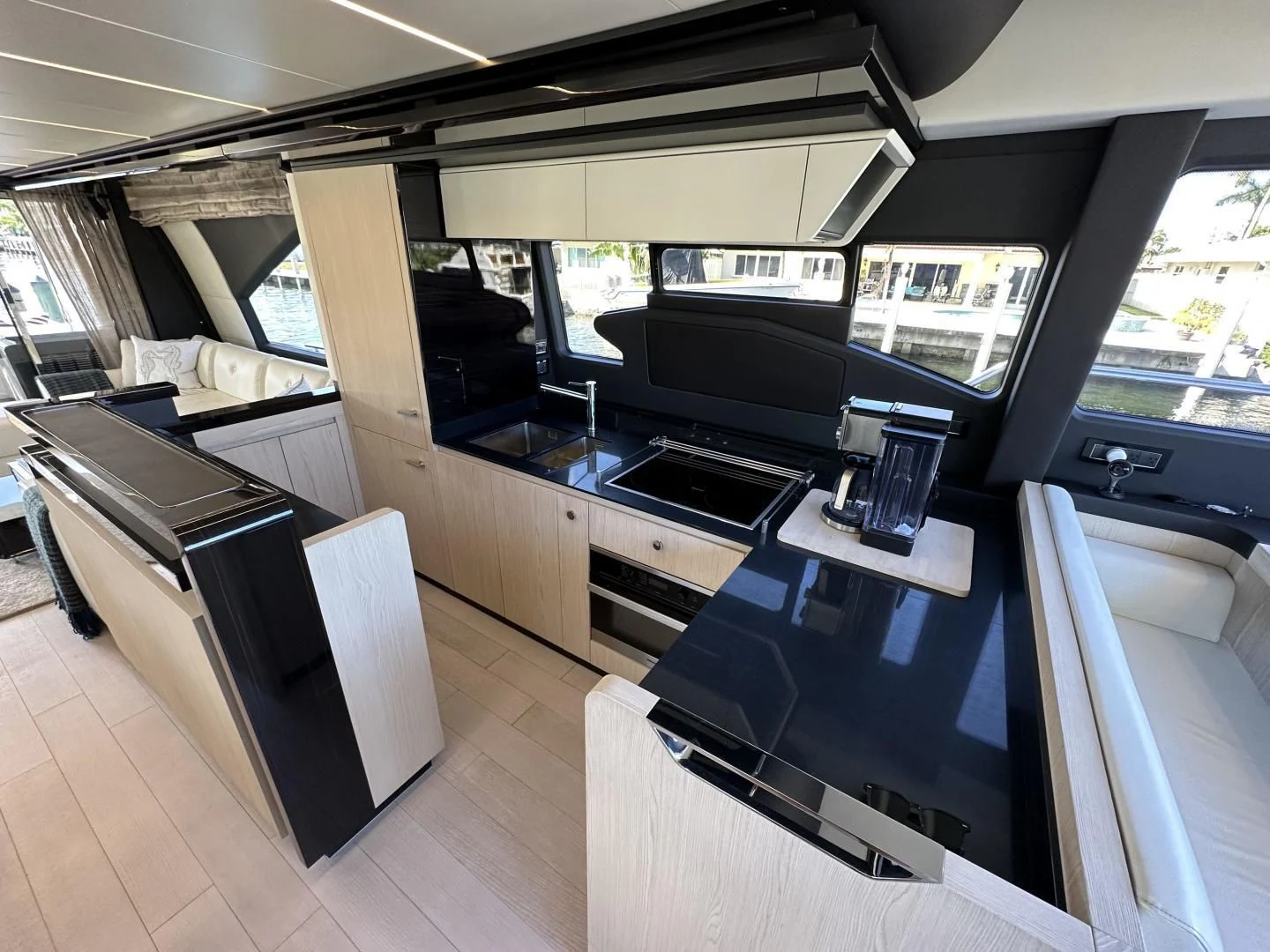 a modern looking kitchen aboard VELOCITY Yacht for Sale