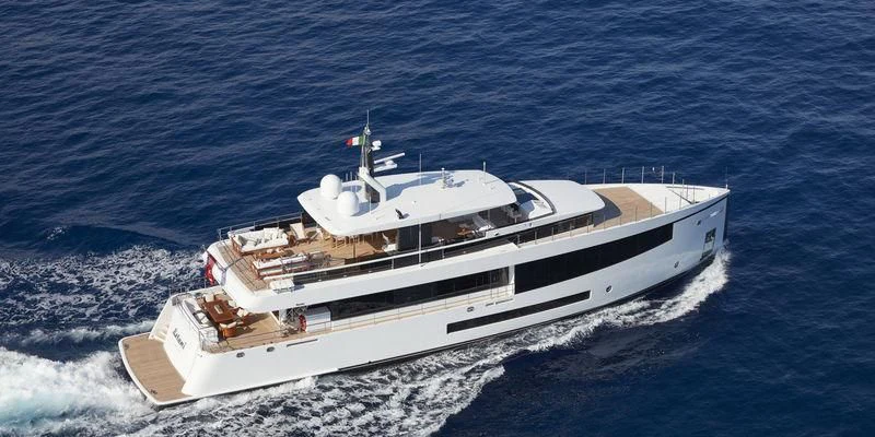 a white boat on the water aboard QUINTET Yacht for Sale