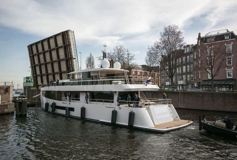 a boat on a canal aboard QUINTET Yacht for Sale
