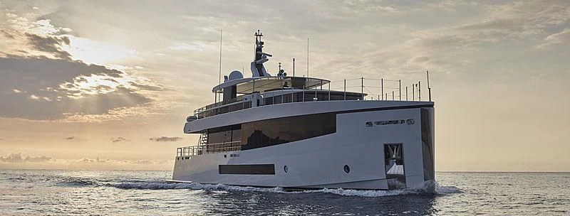 a large ship in the water aboard QUINTET Yacht for Sale
